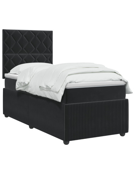 Letto Box Spring LED con Materasso Nero 80 x 200 cm Velluto