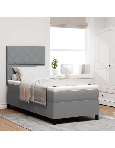 Letto a molle con strisce LED Grigio chiaro 90 x 200 cm Tessuto