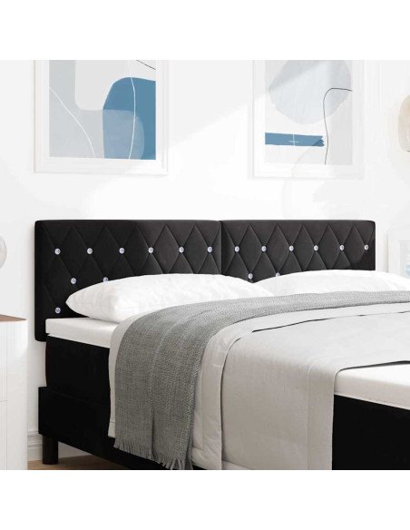 Testiera LED con strisce LED con testiera Nero 144 cm Velluto