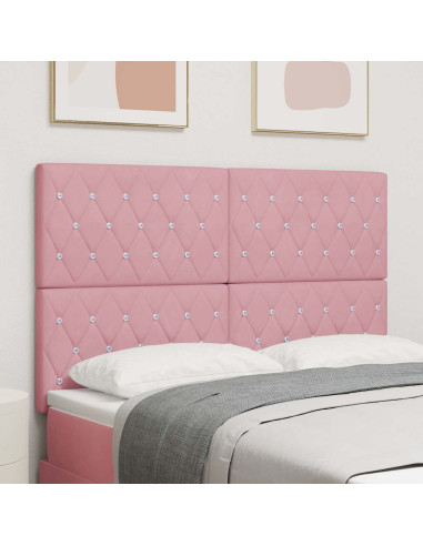 Testiera LED con strisce LED con testiera Rosa 144 cm Velluto