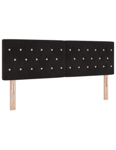 Testiera LED con strisce LED con testiera Nero 144 cm Velluto 2