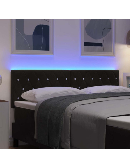 Testiera LED con strisce LED con testiera Nero 144 cm Velluto