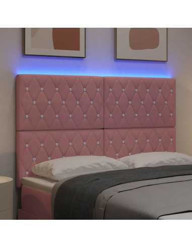 Testiera LED con strisce LED con testiera Rosa 144 cm Velluto