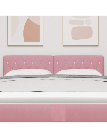 Testiera LED con strisce LED con testiera Rosa 160 cm Velluto