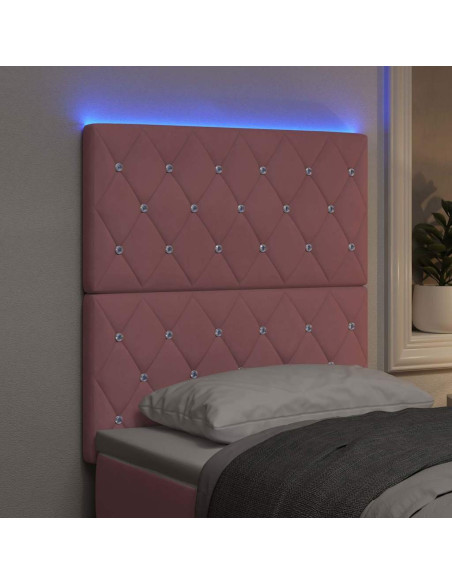 Testiera LED con strisce LED con testiera Rosa 80 cm Velluto
