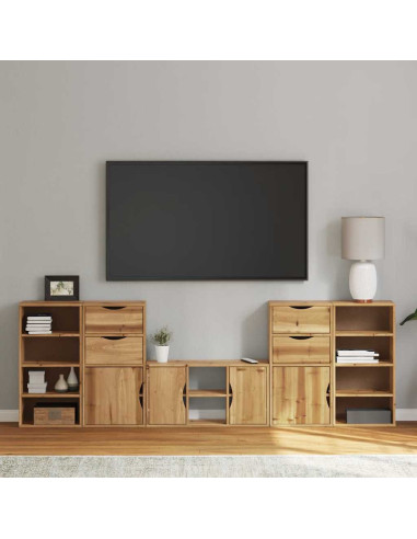 Mobile TV 5 pz con Contenitore ODDA in Legno Massello di Pino