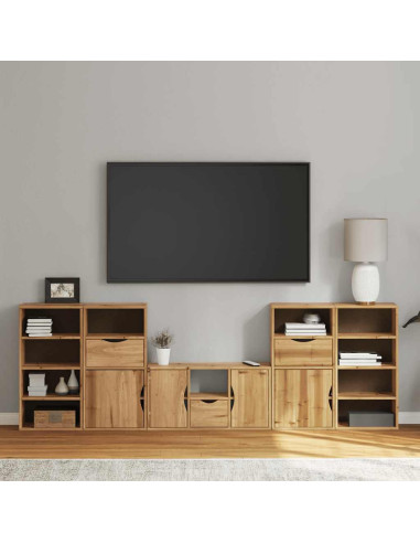 Mobile TV 5 pz con Contenitore ODDA in Legno Massello di Pino