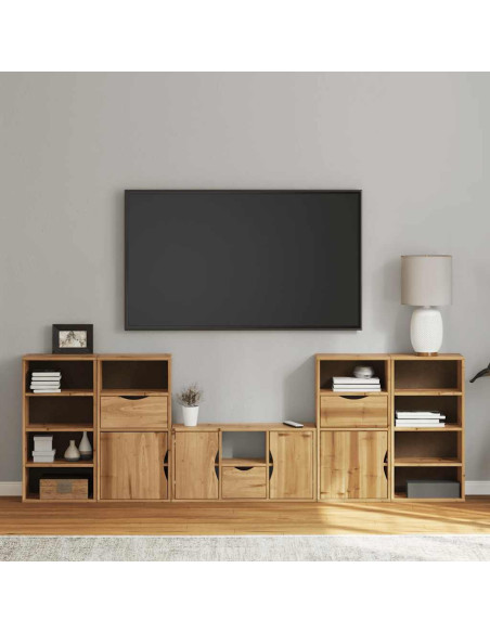Mobile TV 5 pz con Contenitore ODDA in Legno Massello di Pino