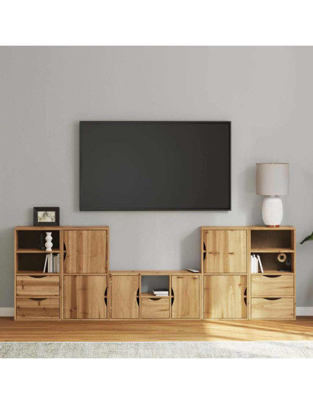 Mobile TV 5 pz con Contenitore ODDA in Legno Massello di Pino