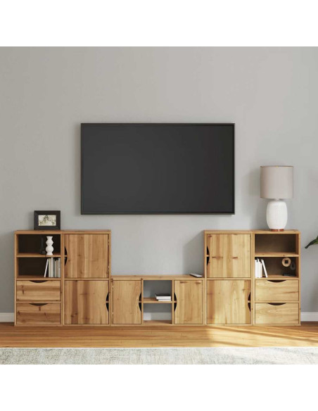 Mobile TV 5 pz con Contenitore ODDA in Legno Massello di Pino