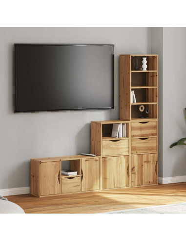 Mobile TV 5 pz con Contenitore ODDA in Legno Massello di Pino