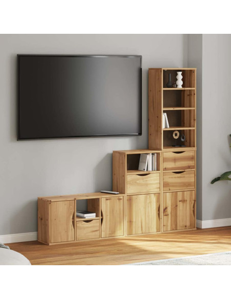 Mobile TV 5 pz con Contenitore ODDA in Legno Massello di Pino