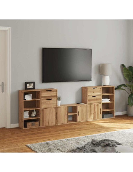 Mobile TV 5 pz con Contenitore ODDA in Legno Massello di Pino
