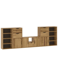 Mobile TV 5 pz con Contenitore ODDA in Legno Massello di Pino 2