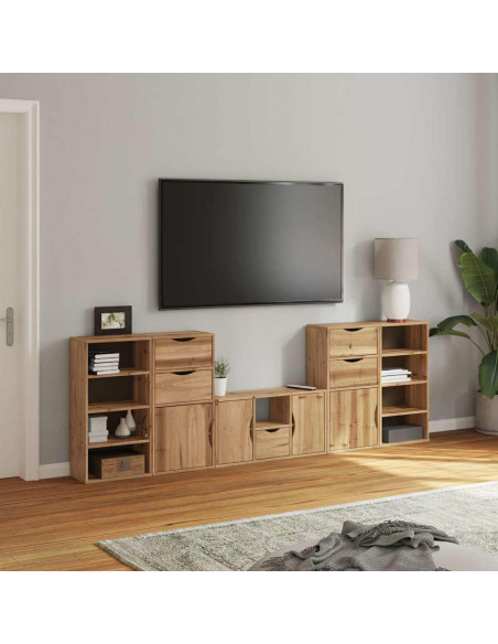 Mobile TV 5 pz con Contenitore ODDA in Legno Massello di Pino