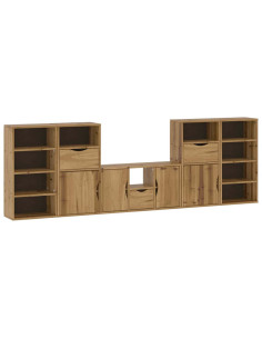 Mobile TV 5 pz con Contenitore ODDA in Legno Massello di Pino 2