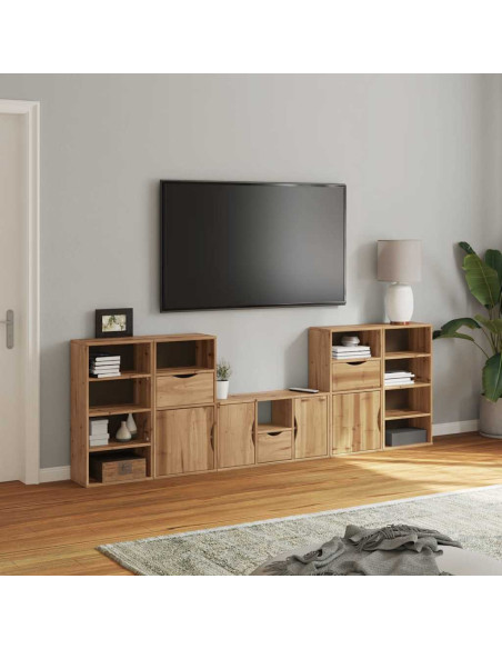 Mobile TV 5 pz con Contenitore ODDA in Legno Massello di Pino