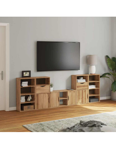 Mobile TV 5 pz con Contenitore ODDA in Legno Massello di Pino