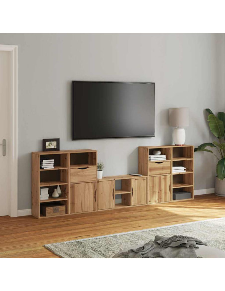 Mobile TV 5 pz con Contenitore ODDA in Legno Massello di Pino