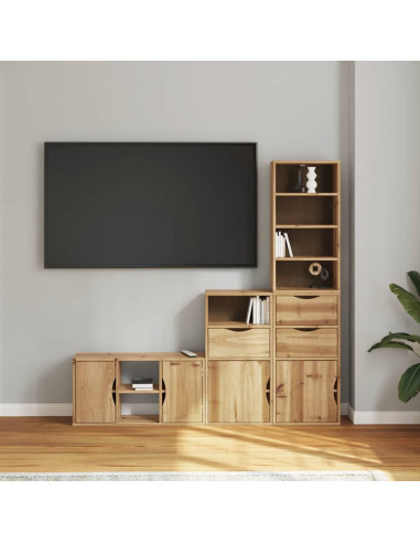 Mobile TV 4 pz con Contenitore ODDA in Legno Massello di Pino