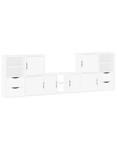 Mobile TV 5 pz con Contenitore ODDA Bianco in Legno di Pino 2