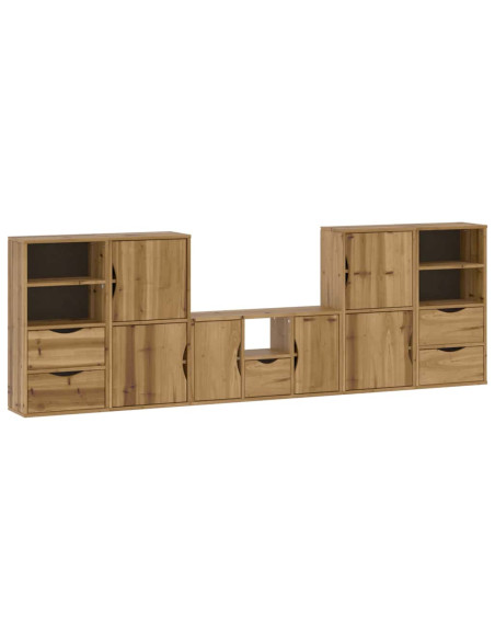 Mobile TV 5 pz con Contenitore ODDA in Legno Massello di Pino