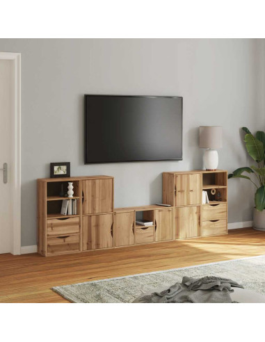 Mobile TV 5 pz con Contenitore ODDA in Legno Massello di Pino