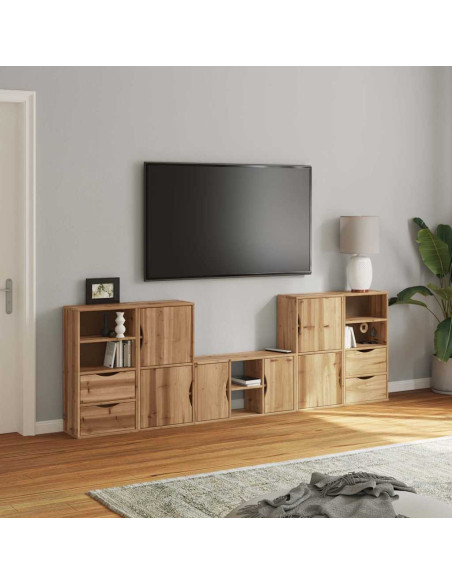 Mobile TV 5 pz con Contenitore ODDA in Legno Massello di Pino