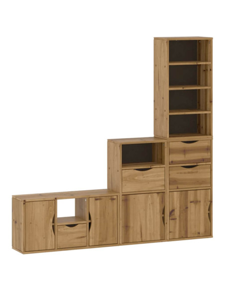 Mobile TV 5 pz con Contenitore ODDA in Legno Massello di Pino