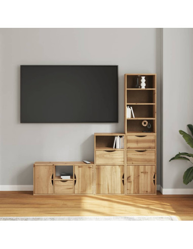 Mobile TV 5 pz con Contenitore ODDA in Legno Massello di Pino
