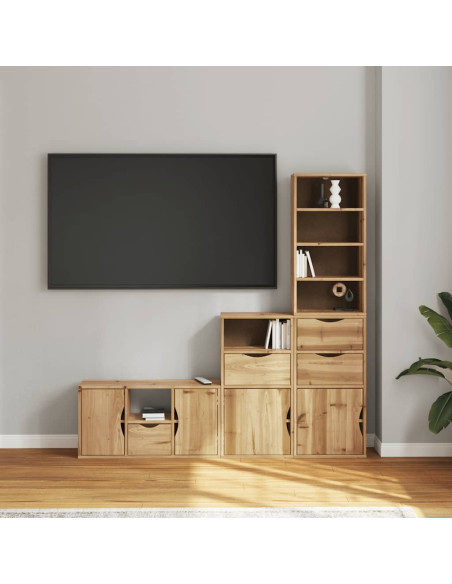 Mobile TV 5 pz con Contenitore ODDA in Legno Massello di Pino