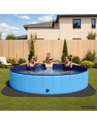 Tappetino per piscina 49 pz Ø 408 cm Rotondo Schiuma EVA Nero