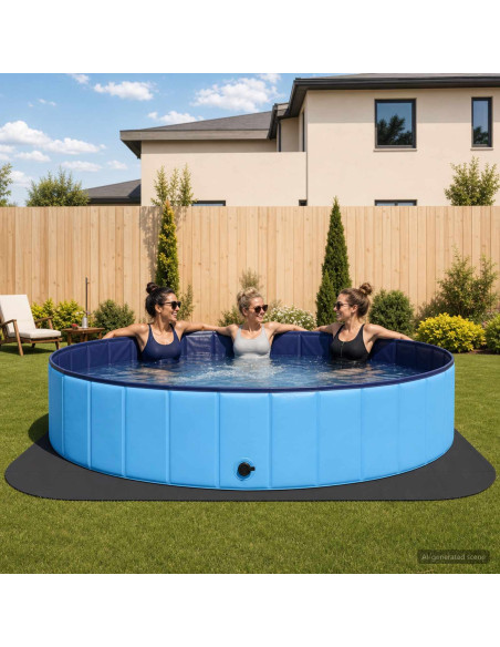 Tappetino per piscina 49 pz Ø 408 cm Rotondo Schiuma EVA Nero