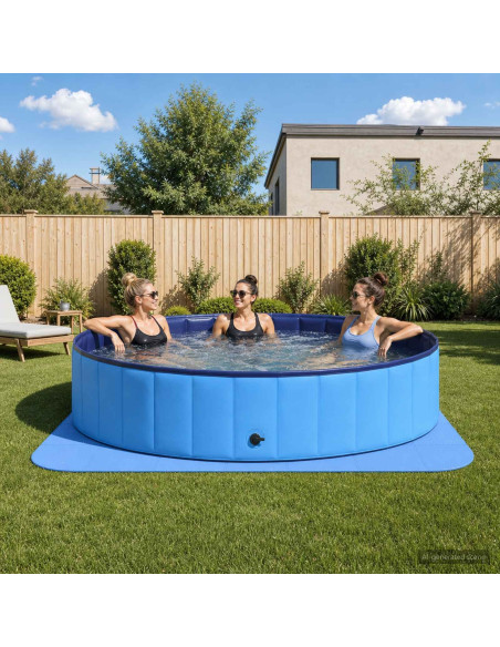 Tappetino per piscina 49 pz Ø 408 cm Rotondo Schiuma EVA Blu