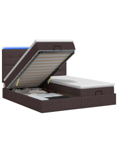 Letto Ottomano con Materasso e LED Marrone Scuro 180 x 200 cm 2