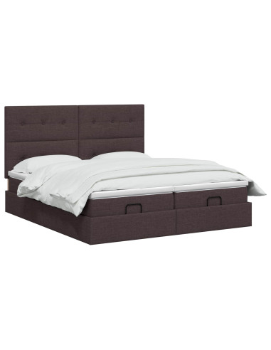 Letto Ottomano con Materasso e LED Marrone Scuro 180 x 200 cm