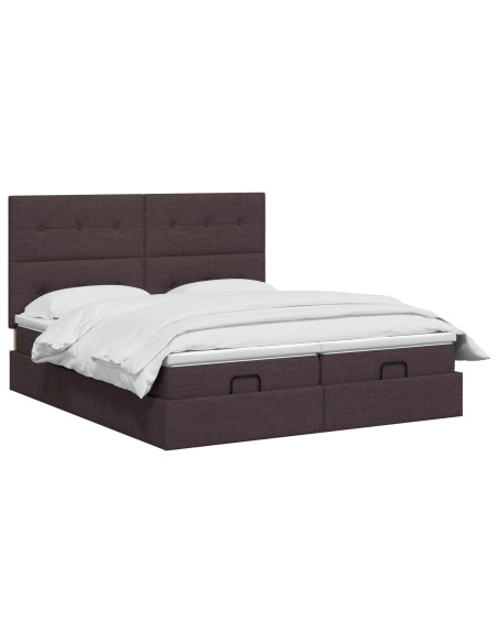 Letto Ottomano con Materasso e LED Marrone Scuro 180 x 200 cm