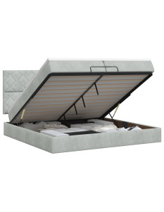Letto ottomano con materasso Grigio Chiaro 200 x 200 cm Velluto 2