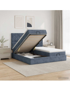 Letto Ottomano con Materasso e LED Grigio Scuro 180 x 200 cm