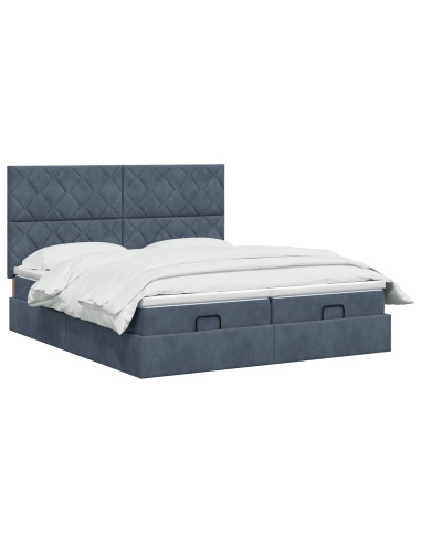 Letto Ottomano con Materasso e LED Grigio Scuro 180 x 200 cm