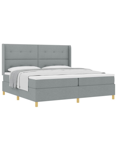 Letto a molle con testiera Grigio chiaro 200 x 200 cm Tessuto