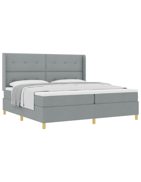 Letto a molle con testiera Grigio chiaro 200 x 200 cm Tessuto
