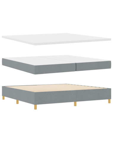 Letto a molle con testiera Grigio chiaro 200 x 200 cm Tessuto