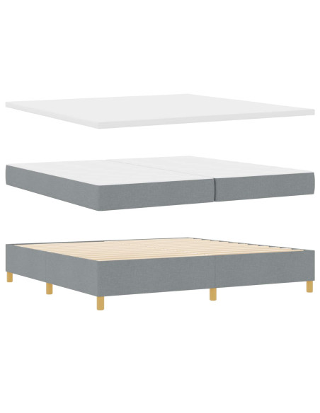 Letto a molle con testiera Grigio chiaro 200 x 200 cm Tessuto