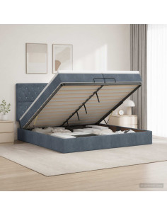 Letto ottomano con materasso Grigio Scuro 200 x 200 cm Velluto