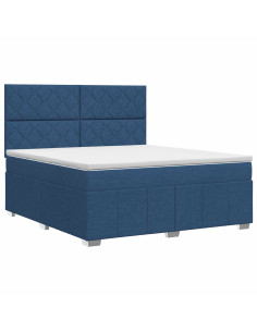 Letto box spring con materasso Blu 140 x 190 cm Tessuto 2