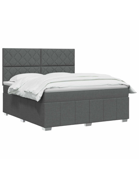 Letto box spring con materasso Grigio Scuro 160 x 200 cm