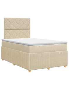 Letto box spring con materasso Crema 120 x 200 cm Tessuto 2