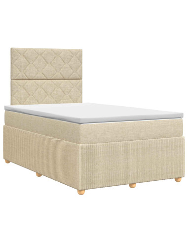 Letto box spring con materasso Crema 120 x 200 cm Tessuto