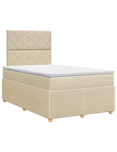 Letto box spring con materasso Crema 120 x 200 cm Tessuto